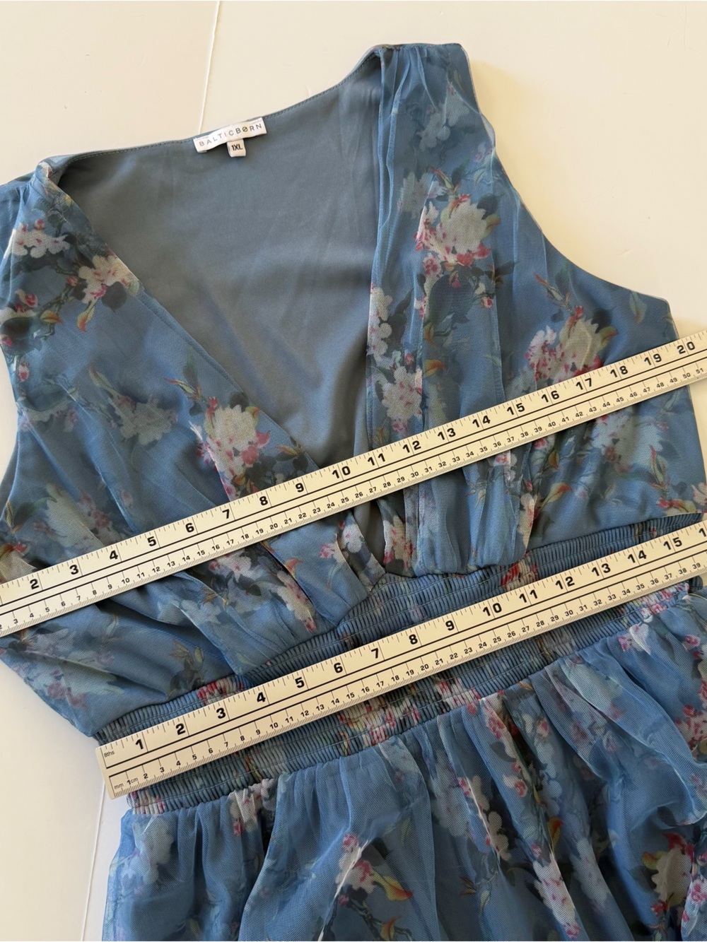 Baltic Born Dress Womens 1XL Kamila Tulle Maxi Blue Floral Bridesmaid - Picture 5 of 8